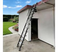 Escalera Escamoteable Escalera Plegable para Áticos, Escalera Extensible Portátil de Alta Resistencia, Escalera de Acceso Al Techo Antideslizante para Áticos(Black,11 Step-320cm (10.5ft))