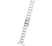 Escalera extensible de peldaños planos, 2 tramos MUNK, traviesa nivello® y recubrimiento para peldaños clip-step