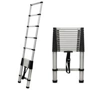 Escalera Extensible Telescópica de Acero Inoxidable, 3.8M/12.5FT Escaleras Plegables Multiusos Loft Ladder, Portátil Telescopica Ladder Capacidad de 300 Libras