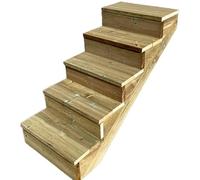 Escalera exterior de madera, de 2 a 7 peldaños, kit listo para usar, de madera, para jardín, balcón y terraza ( 5 peldaños con contrahuellas, 100cm)