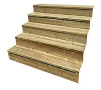 Escalera exterior de madera, de 2 a 7 peldaños, kit listo para usar, de madera, para jardín, balcón y terraza (5 peldaños con contrahuellas,120cm)