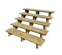 Escalera exterior de madera, de 2 a 7 peldaños, kit listo para usar, de madera, para jardín, balcón y terraza ( 5 peldaños sin contrahuellas, 120 cm)