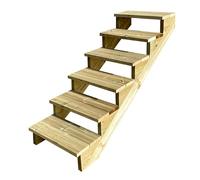 Escalera exterior de madera, de 2 a 7 peldaños, kit listo para usar, de madera, para jardín, balcón y terraza ( 6 peldaños sin contrahuellas, 80 cm)