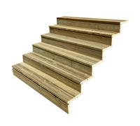Escalera exterior de madera, de 2 a 7 peldaños, kit listo para usar, de madera, para jardín, balcón y terraza ( 6 peldaños con contrahuellas, 160 cm)