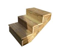 Escalera exterior de madera, de 2 a 7 peldaños, kit listo para usar, de madera, para jardín, balcón y terraza ( 3 peldaños con contrahuellas, 60 cm)