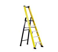 Escalera Fiba de Fibra de Vidrio con Plataforma - Aislante, Ancha y Segura para Trabajos Eléctricos - Homologada EN131 - CEI EN50528 (FIBA3, 3 peldaños)