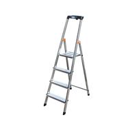 Escalera tipo tijera de peldaños planos KRAUSE, con plataforma de seguridad y franjas antideslizantes
