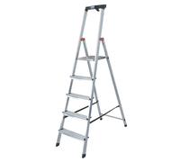 Escalera tipo tijera de peldaños planos KRAUSE, con plataforma de seguridad y franjas antideslizantes