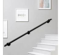 Escalera industrial de hierro forjado il 1 pie, 20 pies, 14 pies, barandilla negra para interiores y exteriores con soportes de pared para escaleras, accesorios de fácil instalación