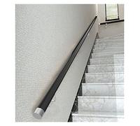 Escalera interior con soportes plateados, barandilla redonda de madera antideslizante para pasillos y pasillos, riel de seguridad para ancianos y niños, 1,2 m, color negro