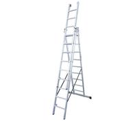 Escalera KTL triple con base Industrial - Tamaño: 12 x 3 peldaños