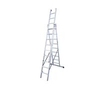 Escalera KTL triple con base Industrial - Tamaño: 9 x 3 peldaños