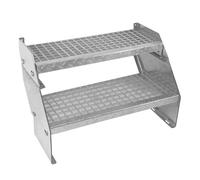 Escalera Metálica Ajustable de 2 Secciones 600mm 60cm de Ancho Escalera de Metal Escalera Exterior Jardín Patio Escalones Galvanizados Impermeables Rejillas con Pernos Arandelas y Tuercas GRATIS