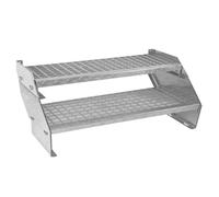 Escalera Metálica Ajustable - 2 escalones 900mm/90 cm ancho x 300mm/30cm alto | Acero Galvanizado | Peldaños impermeables | Pernos, arandelas y tuercas INCLUÍDOS | Ideal exterior