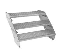 Escalera Metálica Ajustable - 3 escalones 900mm/90 cm ancho x 300mm/30cm alto | Acero Galvanizado | Peldaños impermeables | Pernos, arandelas y tuercas INCLUÍDOS | Ideal exterior