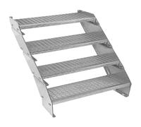 Escalera Metálica Ajustable - 4 escalones 900mm/90 cm ancho x 300mm/30cm alto | Acero Galvanizado | Peldaños impermeables | Pernos, arandelas y tuercas INCLUÍDOS | Ideal exterior