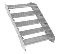 Escalera Metálica Ajustable - 5 escalones 900mm/90 cm ancho x 300mm/30cm alto | Acero Galvanizado | Peldaños impermeables | Pernos, arandelas y tuercas INCLUÍDOS | Ideal exterior