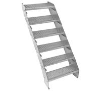 Escalera Metálica Ajustable - 6 escalones 600mm/60 cm ancho x 300mm/30cm alto | Acero Galvanizado | Peldaños impermeables | Pernos, arandelas y tuercas INCLUÍDOS | Ideal exterior