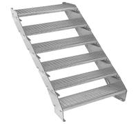 Escalera Metálica Ajustable - 6 escalones 900mm/90 cm ancho x 300mm/30cm alto | Acero Galvanizado | Peldaños impermeables | Pernos, arandelas y tuercas INCLUÍDOS | Ideal exterior