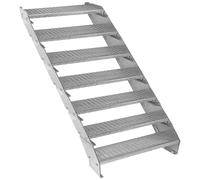 Escalera Metálica Ajustable - 7 escalones 900mm/90 cm ancho x 300mm/30cm alto | Acero Galvanizado | Peldaños impermeables | Pernos, arandelas y tuercas INCLUÍDOS | Ideal exterior