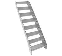 Escalera Metálica Ajustable - 8 escalones 600mm/60 cm ancho x 300mm/30cm alto | Acero Galvanizado | Peldaños impermeables | Pernos, arandelas y tuercas INCLUÍDOS | Ideal exterior