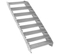 Escalera Metálica Ajustable - 8 escalones 900mm/90 cm ancho x 300mm/30cm alto | Acero Galvanizado | Peldaños impermeables | Pernos, arandelas y tuercas INCLUÍDOS | Ideal exterior