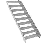 Escalera Metálica Ajustable - 9 escalones 900mm/90 cm ancho x 300mm/30cm alto | Acero Galvanizado | Peldaños impermeables | Pernos, arandelas y tuercas INCLUÍDOS | Ideal exterior