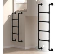 Escalera metálica de Pared - Escalera de Hierro Forjado Negro para literas en ático, 1 m, 1,25 m, 1,3 m, 1,4 m, 1,45 m, 1,5 m de Altura, Escalera de Acceso a la Cama, Escalera de Salida al p