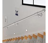 Escalera moderna de hierro forjado de metal de 10 pies, barandilla de montaje en pared plateada para escalones de interior y exterior, kit de instalación completo, diseño de seguridad