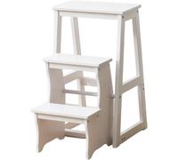 Escalera multifuncional de madera de 3 peldaños portátil plegable con soporte de exhibición para biblioteca doméstica y jardín, HeavyDu y Slish