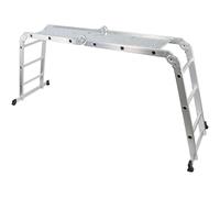 Escalera - multiusos articulada de 4x3 peldaños con plataforma, reforzada y de aluminio para mayor durabilidad y estabilidad en uso.