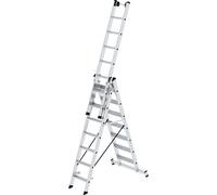 Escalera multiusos de peldaños planos MUNK, 3 piezas, con traviesa