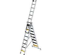 Escalera multiusos de peldaños planos MUNK, 3 piezas, con traviesa y recubrimientos de peldaños