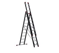 Escalera multiusos, revestida de aluminio Altrex, de 3 tramos, en negro