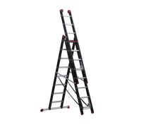 Escalera multiusos, revestida de aluminio Altrex, de 3 tramos, en negro