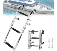 Escalera Natación 3 Escalones, Escalera Piscina Para Barco Escalera Acero Inoxidable 304 Escalera Telescópica Diseño Plegable 180 Grado Barco Escalera Cubierta Flotante Para Yate Marino Piscina Muelle