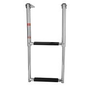 Escalera para barcos de 2 escalones, escalón de baño telescópico plegable de acero inoxidable para pontón, yate marino, plataforma, correa antideslizante, acero inoxidable 304,