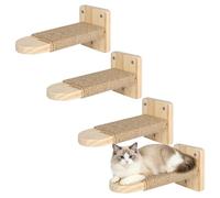 Escalera para gatos, 4 piezas, pared de escalada para gatos, pared de escalada para gatos, con cuerda de yute para rascar, para gatos, escalada, juegos, madera de goma maciza, capacidad de carga