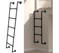 Escalera para litera de 4 a 10 peldaños, Negra | Escalera metálica Resistente para Ventana, para ático, de Pared, para Subir al desván, de 1,2 m, 1,5 m, 1,8 m, 2,1 m y 2,4 m de al