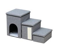 Escalera para Mascotas 3 Escalones Rampa Auxiliar para Perros Gatos Plegable con Almacenamiento Superficie Antideslizante Cómoda Y Resistente