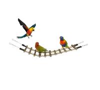 Escalera para pájaros | Puente oscilante de madera para periquitos con ganchos | Juguetes de jaula para pájaros trepadores - Cacatúa, hámster, hurón, tortolito, guacamayos, pinzas, deslizador de