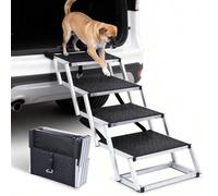 Escalera para Perros, para Coche de 5 escalones Grandes hasta 70kg Rampa para Perros Plegable de Aluminio para SUV, Coche y Camión. Protección de Espuma Anti-Arañazos