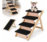 Escalera para Perros relaxdays 2 en 1 abatible, 56 x 61,5 x 44 | perros pequeños, hasta 50 kg, cama para el coche, 3 niveles