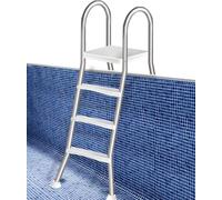 Escalera para Piscina Elevada de 110 cm, Escalera de Piscina con Estructura en Forma de A de 3 Peldaños y Peldaños Antideslizantes, con Una Capacidad de Carga de 250 kg,110cm