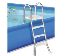 Escalera para Piscina Elevada de 110 cm, Escalera de Piscina de 3 Peldaños de Acero Inoxidable 304, Escalera de Exterior de Alta Resistencia Carga 250 kg,110cm