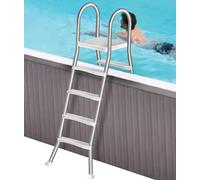 Escalera para Piscinas elevadas 250kg, Escalera de Acero Inoxidable de 4 Peldaños para Piscinas elevadas de 135cm, Escalera para Piscinas de Doble Cara con Peldaños Desmontables