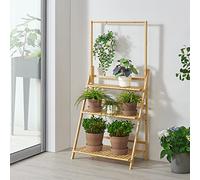 Escalera para Plantas de 3 Niveles Estantería Escalera para Flores Estante de Almacenamiento para Zapatos Versátil Bambú 144 x 70 x 40 cm Natural