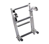 Escalera para pontón de 4 peldaños, Escalera telescópica Plegable de Acero inoxi con Entrada Trasera, Escalera Resistente para Cubierta de baño con barandilla de Pedal (Plateada, 4 peldaños)