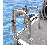 Escalera para pontón de 4 peldaños, Plegable, telescópica, de Acero Inoxidable, con Entrada Trasera, para embarcaciones de Alta Resistencia, Muelle para Yates y Piscinas.