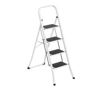 Escalera plegable Aufun de 4 peldaños, escalera plegable de acero aleado con pedales antideslizantes, solo 5 cm de grosor cuando está plegada, capacidad de 150 kg, no necesita montaje - para cocina